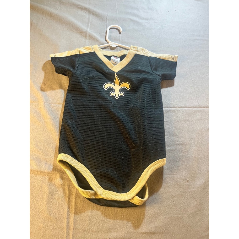 NFL Team Apparel New Orleans Saints Baby Mesh Jersey Bodysuit Black Gold 18M
